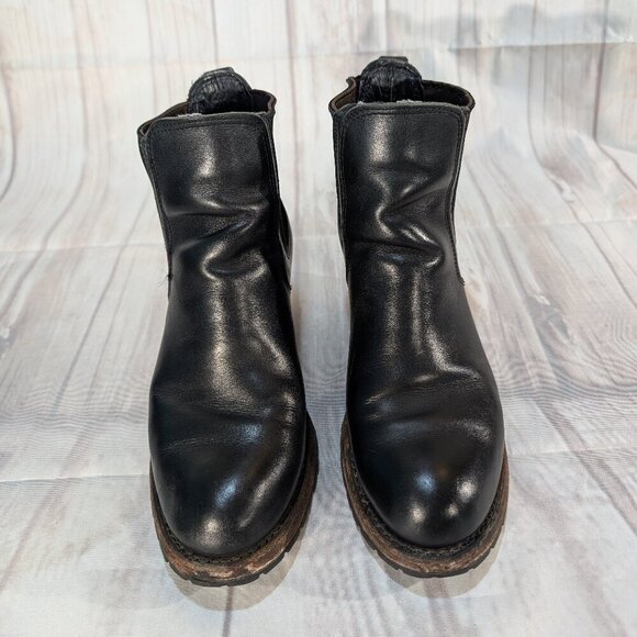 Vintage Black Leather Chelsea Ankle Boots - Women's 8 - Picture 1 of 9
